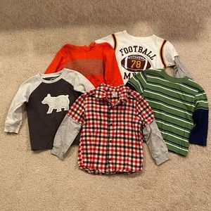 LOT of 5 toddler boy long sleeve shirts